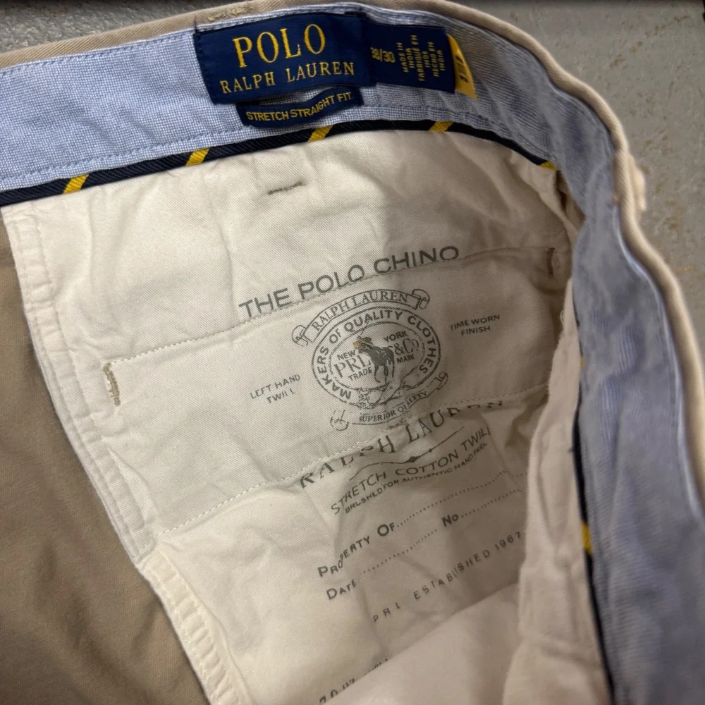 Polo Ralph Lauren Chino Pants Tan Stretch‎ Straight Fit 38 x 30